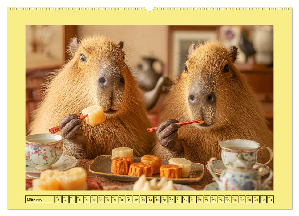 Capybaras on Tour. Wasserschweine als Weltenbummler (CALVENDO Premium Wandkalender 2027)