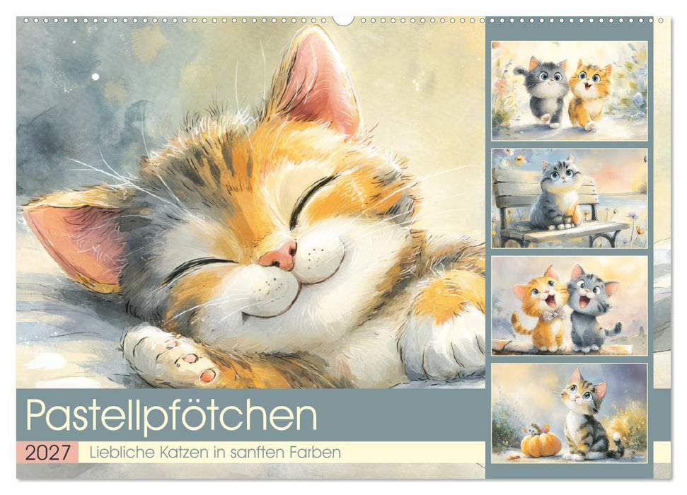 Pastellpfötchen. Liebliche Katzen in sanften Farben (CALVENDO Wandkalender 2027)