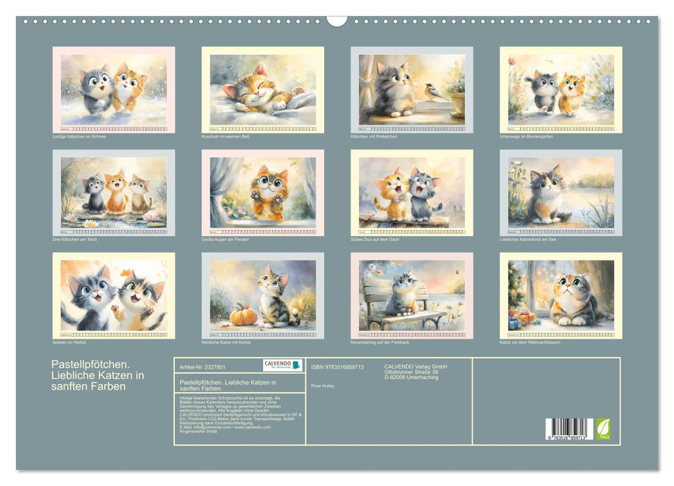 Pastellpfötchen. Liebliche Katzen in sanften Farben (CALVENDO Wandkalender 2027)