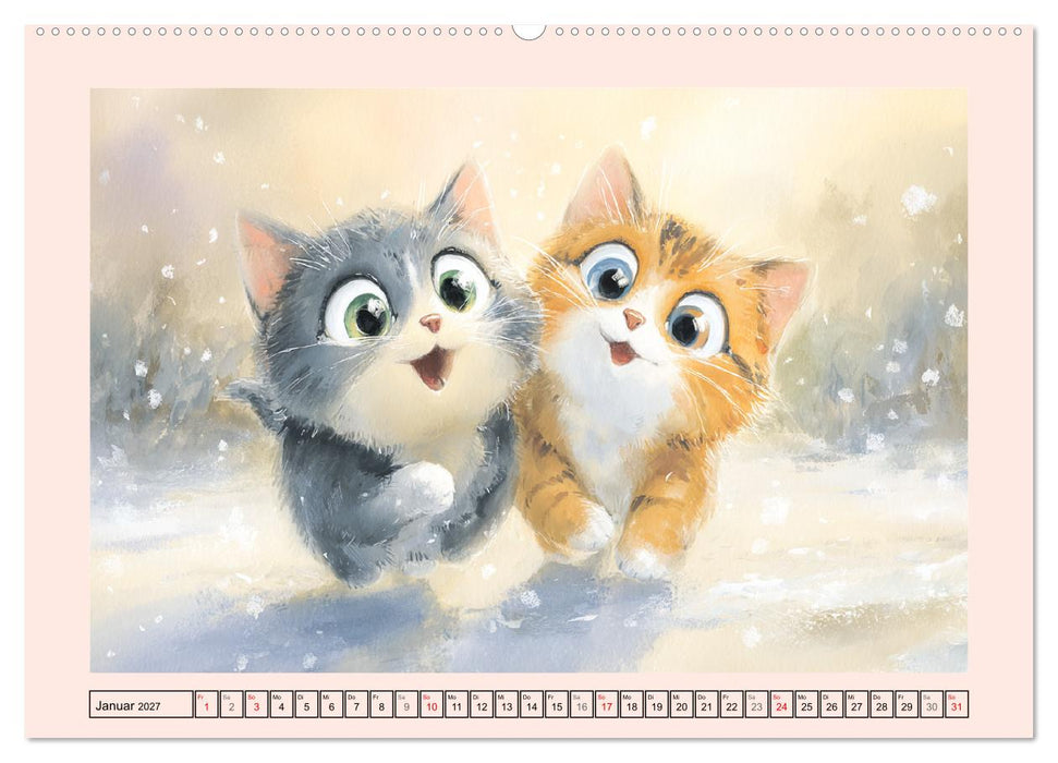 Pastellpfötchen. Liebliche Katzen in sanften Farben (CALVENDO Wandkalender 2027)