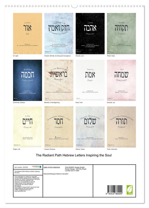 The Radiant Path Hebrew Letters Inspiring the Soul (CALVENDO Premium-Calendar 2027)