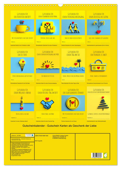 Gutscheinkalender - Gutschein Karten als Geschenk der Liebe (CALVENDO Wandkalender 2027)
