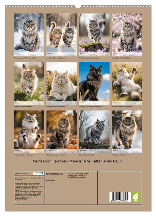 Maine Coon Kalender - Majestätische Katzen in der Natur (CALVENDO Premium Wandkalender 2027)