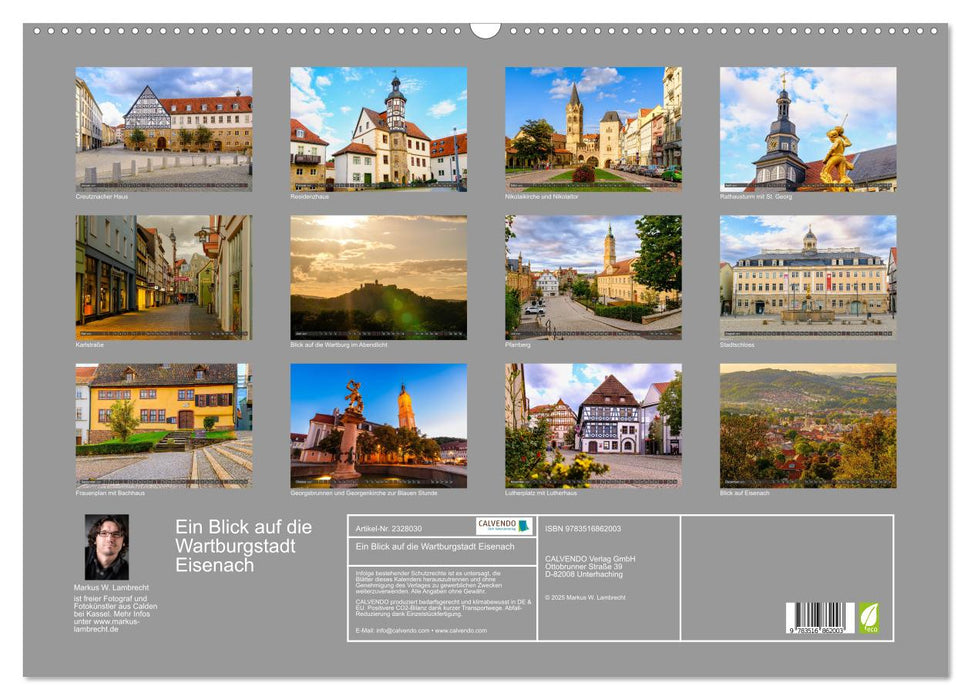 Ein Blick auf die Wartburgstadt Eisenach (CALVENDO Wandkalender 2027)