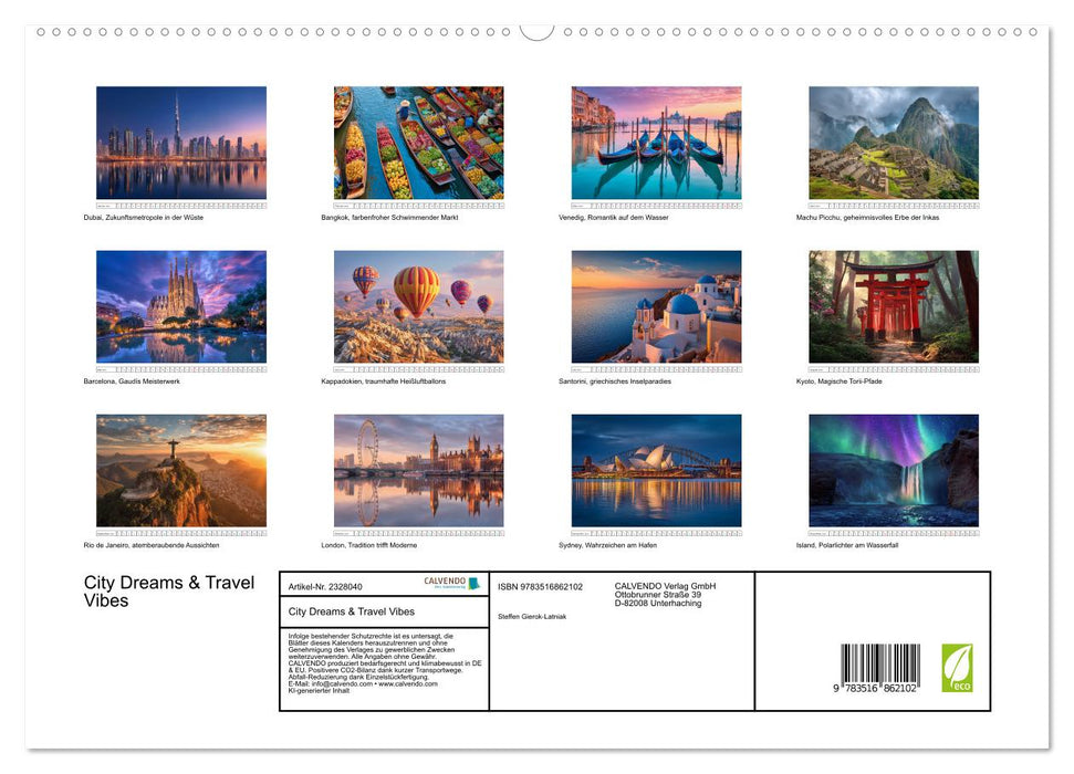 City Dreams & Travel Vibes (CALVENDO Premium Wandkalender 2027)