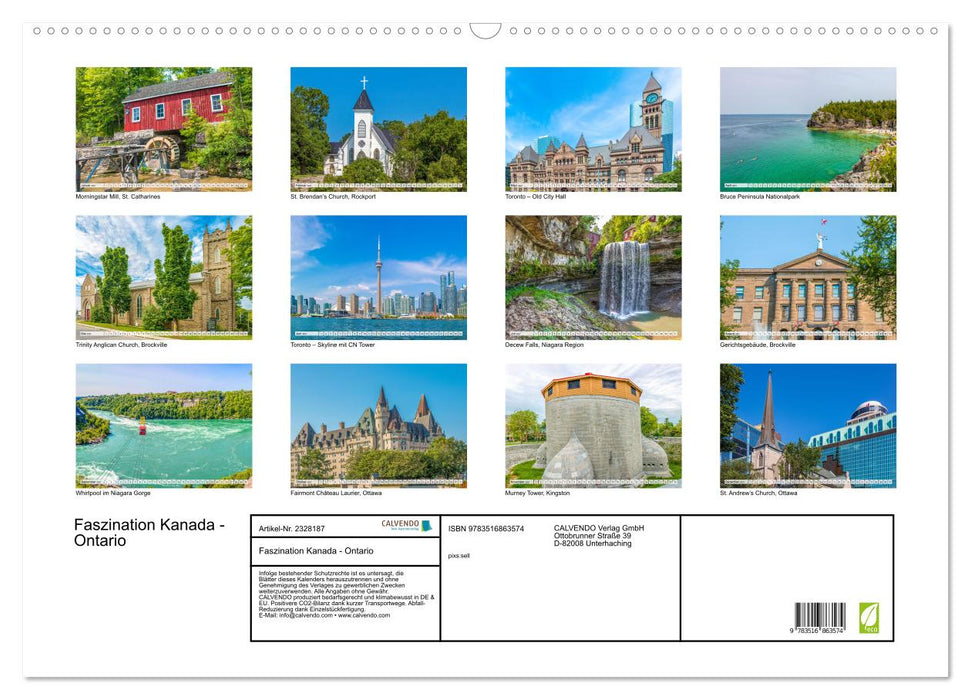 Faszination Kanada - Ontario (CALVENDO Wandkalender 2027)