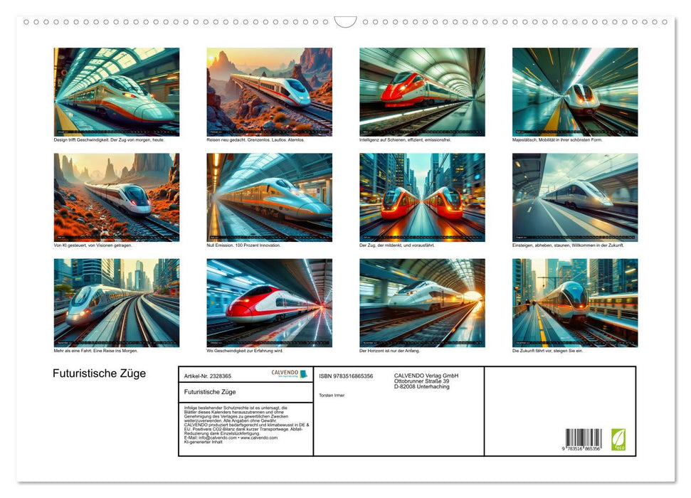 Futuristische Züge (CALVENDO Wandkalender 2027)