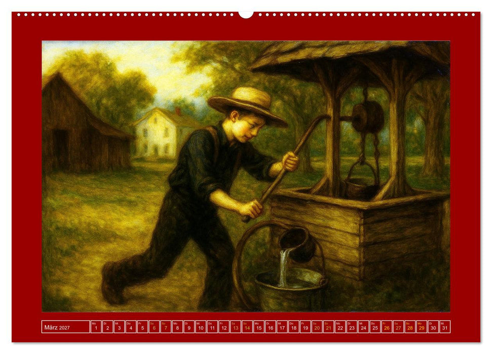Einfach Leben - Einblicke in die Welt der Amish im Stil alter Gemälde (CALVENDO Wandkalender 2027)