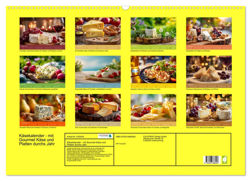 Käsekalender - mit Gourmet Käse und Platten durchs Jahr (CALVENDO Wandkalender 2027)