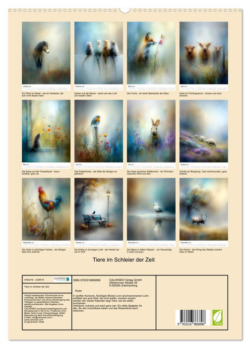 Tiere im Schleier der Zeit (CALVENDO Premium Wandkalender 2027)
