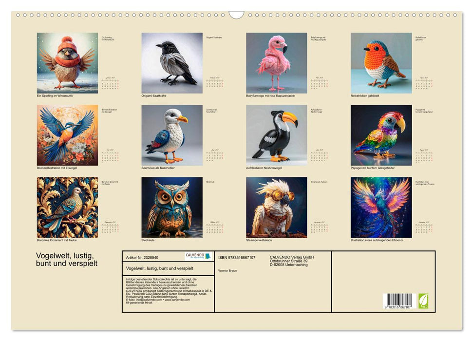 Vogelwelt, lustig, bunt und verspielt (CALVENDO Wandkalender 2027)