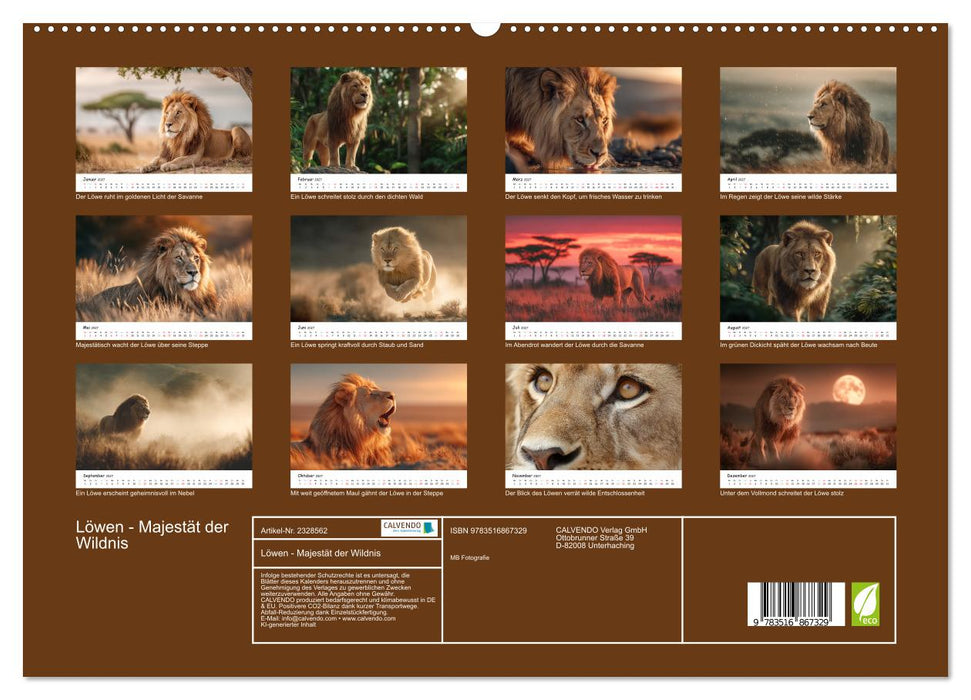 Löwen - Majestät der Wildnis (CALVENDO Premium Wandkalender 2027)