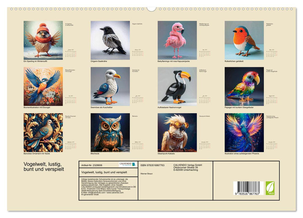 Vogelwelt, lustig, bunt und verspielt (CALVENDO Premium Wandkalender 2027)