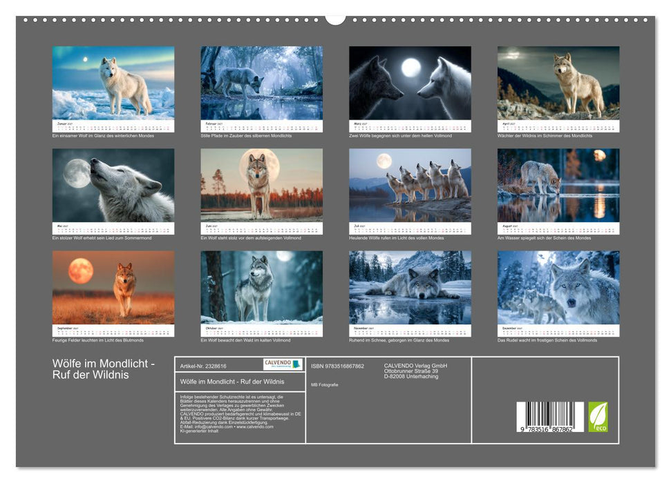 Wölfe im Mondlicht - Ruf der Wildnis (CALVENDO Premium Wandkalender 2027)