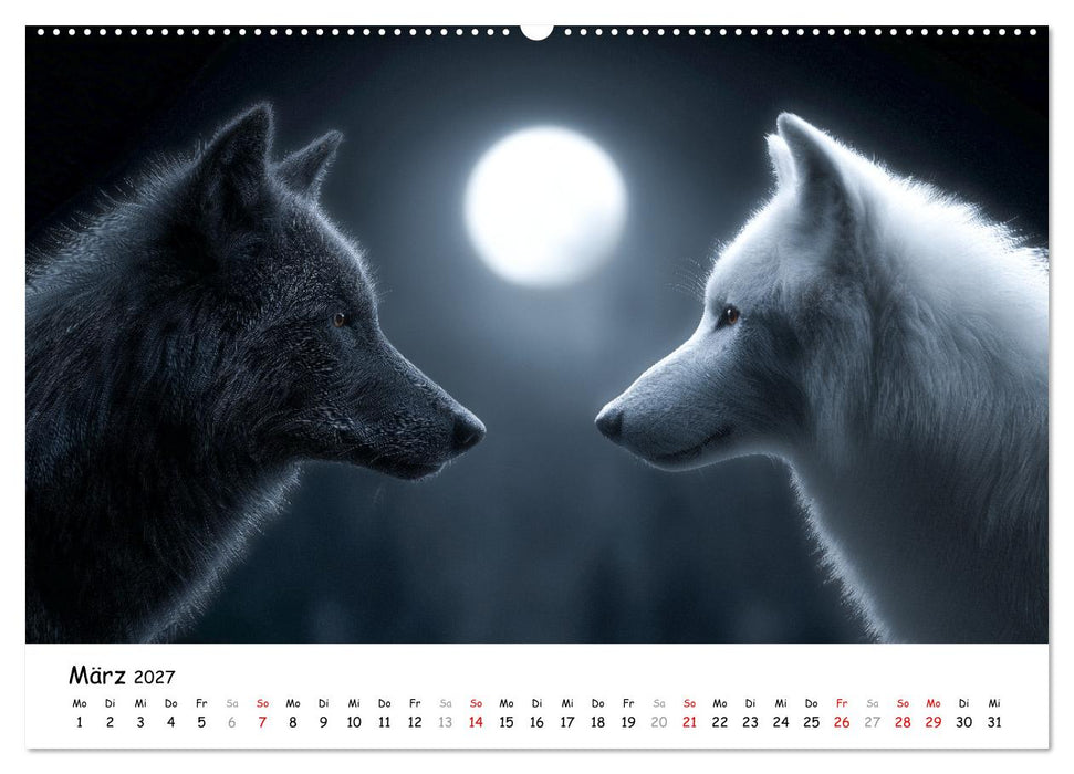 Wölfe im Mondlicht - Ruf der Wildnis (CALVENDO Premium Wandkalender 2027)