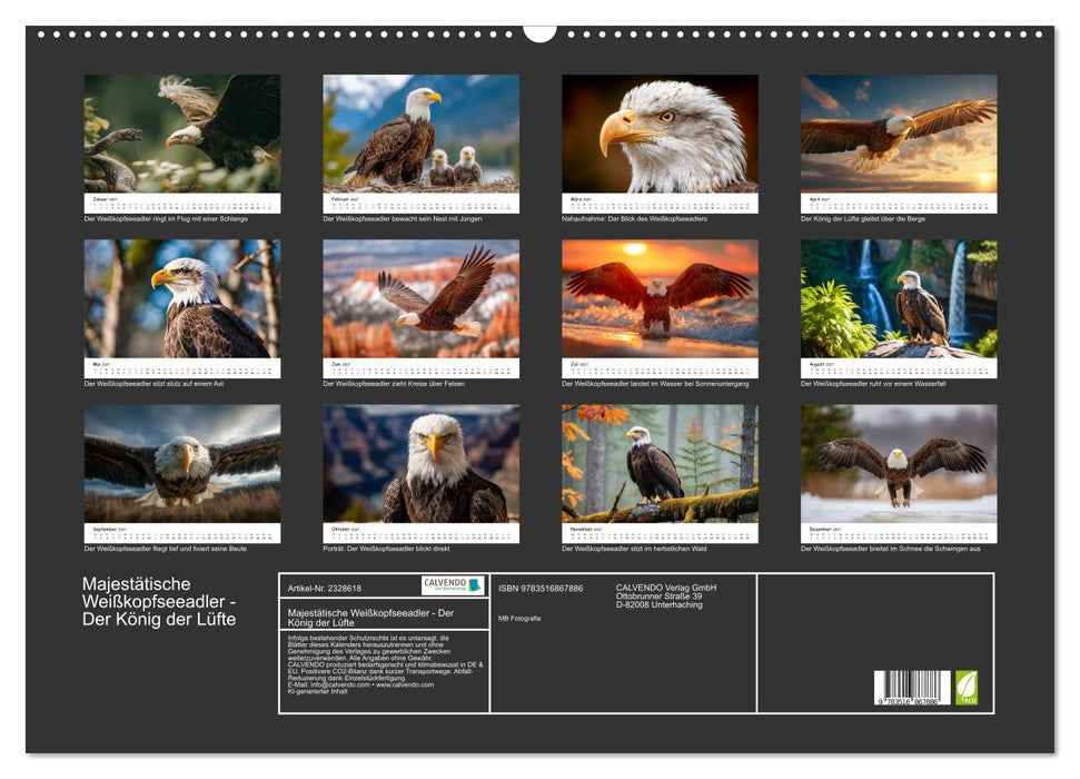 Majestätische Weißkopfseeadler - Der König der Lüfte (CALVENDO Wandkalender 2027)