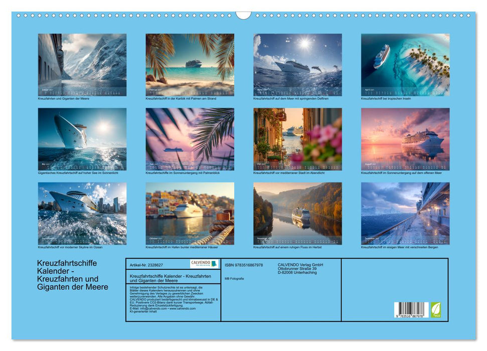 Kreuzfahrtschiffe Kalender - Kreuzfahrten und Giganten der Meere (CALVENDO Wandkalender 2027)