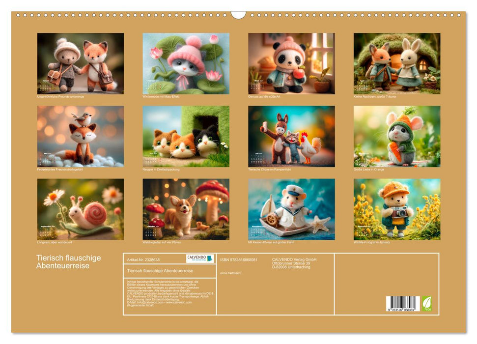 Tierisch flauschige Abenteuerreise (CALVENDO Wandkalender 2027)