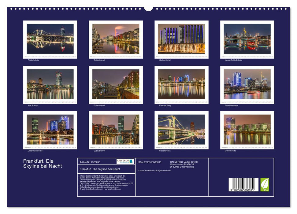 Frankfurt. Die Skyline bei Nacht (CALVENDO Premium Wandkalender 2027)