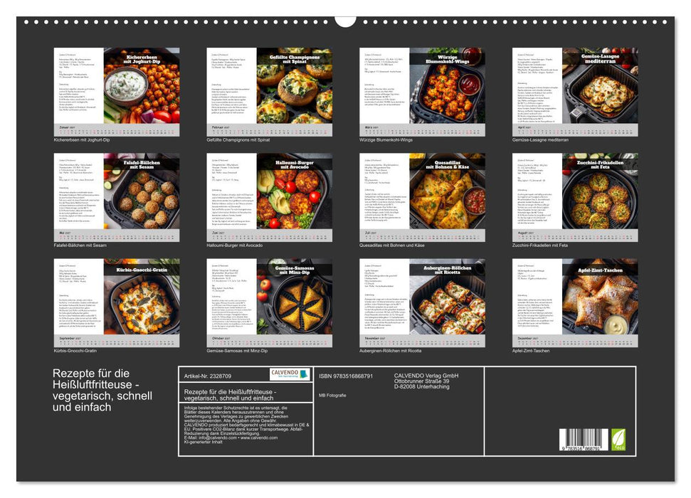 Rezepte für die Heißluftfritteuse - vegetarisch, schnell und einfach (CALVENDO Wandkalender 2027)