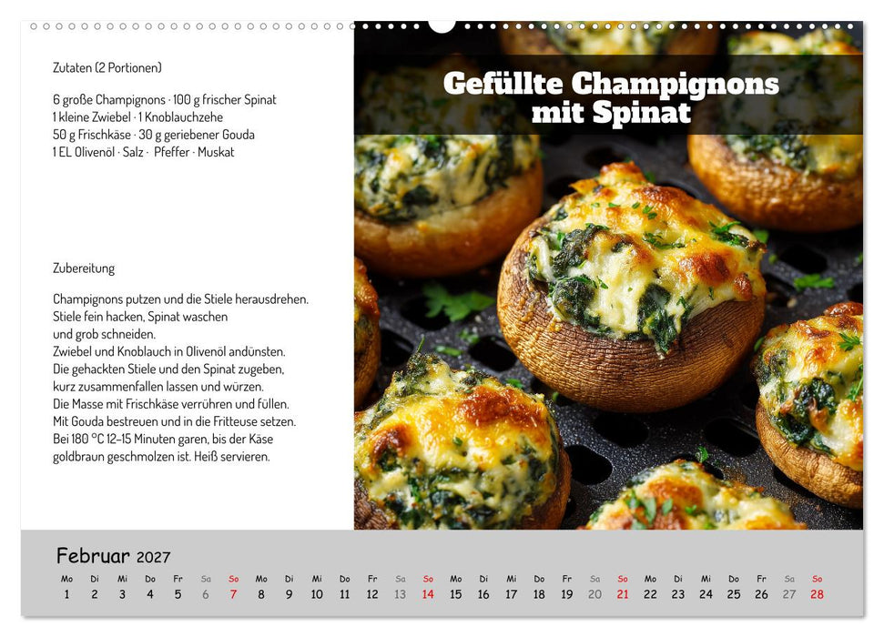 Rezepte für die Heißluftfritteuse - vegetarisch, schnell und einfach (CALVENDO Wandkalender 2027)