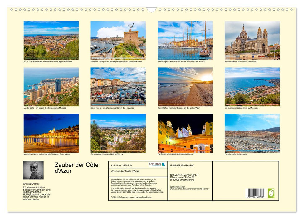 Zauber der Côte d'Azur (CALVENDO Wandkalender 2027)