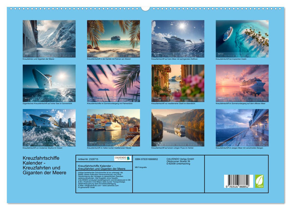 Kreuzfahrtschiffe Kalender - Kreuzfahrten und Giganten der Meere (CALVENDO Premium Wandkalender 2027)