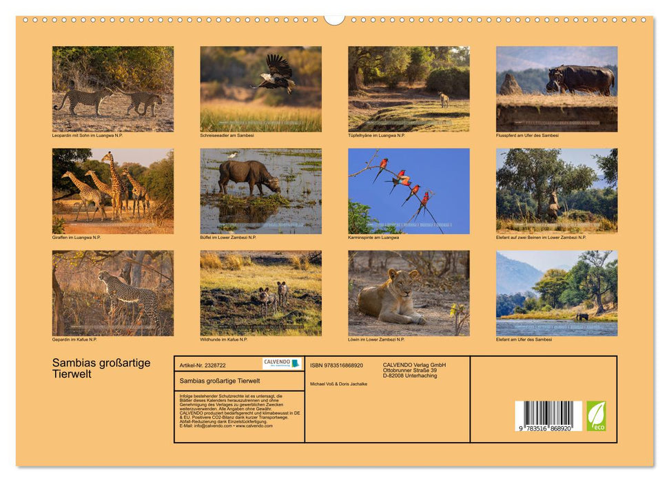Sambias großartige Tierwelt (CALVENDO Premium Wandkalender 2027)