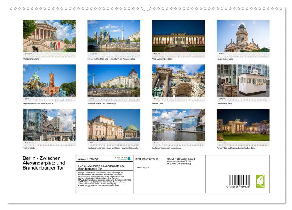 Berlin - Zwischen Alexanderplatz und Brandenburger Tor (CALVENDO Premium Wandkalender 2027)