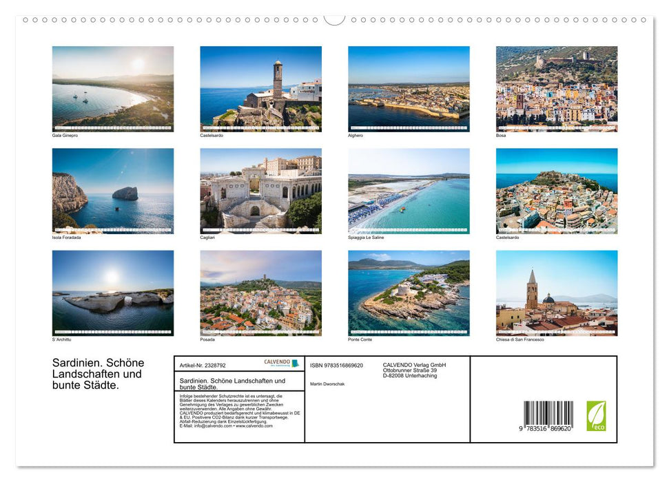 Sardinien. Schöne Landschaften und bunte Städte. (CALVENDO Premium Wandkalender 2027)