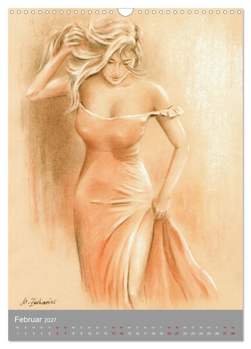Erotische Pastelle handgemalt - Akt und Dessous (CALVENDO Wandkalender 2027)