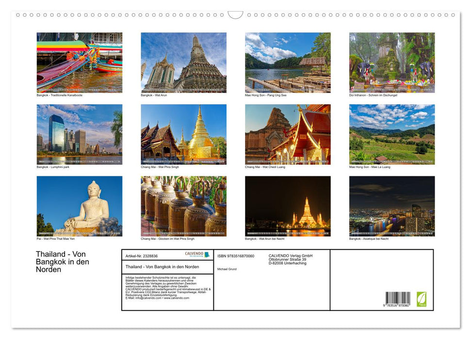 Thailand - Von Bangkok in den Norden (CALVENDO Wandkalender 2027)