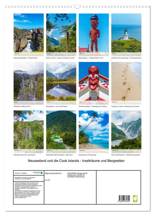 Neuseeland und die Cook Islands - Inselträume und Bergwelten (CALVENDO Wandkalender 2027)