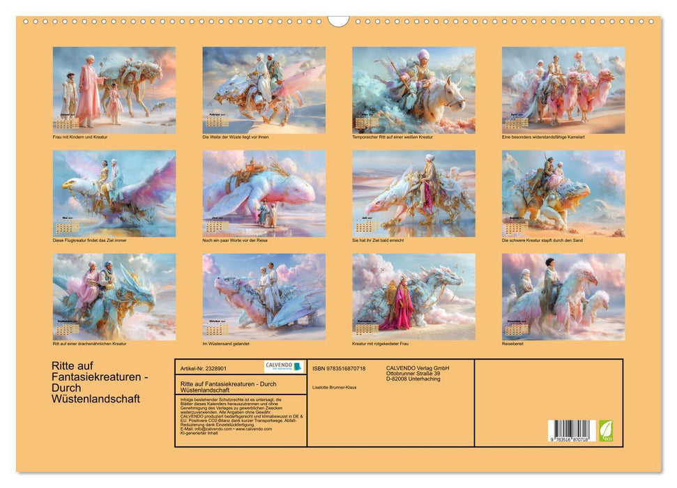 Ritte auf Fantasiekreaturen - Durch Wüstenlandschaft (CALVENDO Wandkalender 2027)