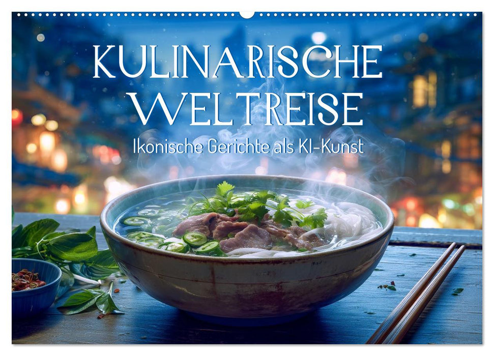 Kulinarische Weltreise. Ikonische Gerichte als KI-Kunst (CALVENDO Wandkalender 2027)