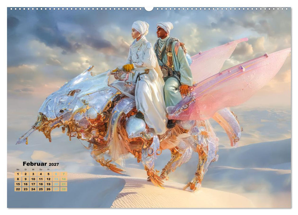 Ritte auf Fantasiekreaturen - Durch Wüstenlandschaft (CALVENDO Premium Wandkalender 2027)