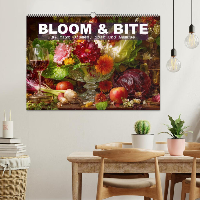 Bloom und Bite. KI mixt Blumen, Obst und Gemüse (CALVENDO Wandkalender 2027)