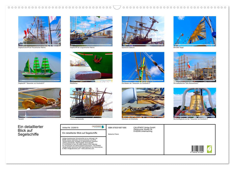 Ein detaillierter Blick auf Segelschiffe (CALVENDO Wandkalender 2027)