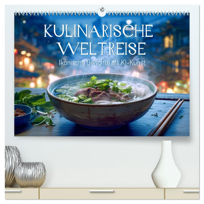 Kulinarische Weltreise. Ikonische Gerichte als KI-Kunst (CALVENDO Premium Wandkalender 2027)