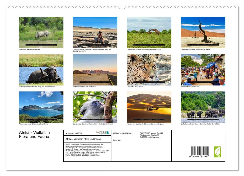 Afrika - Vielfalt in Flora und Fauna (CALVENDO Premium Wandkalender 2027)