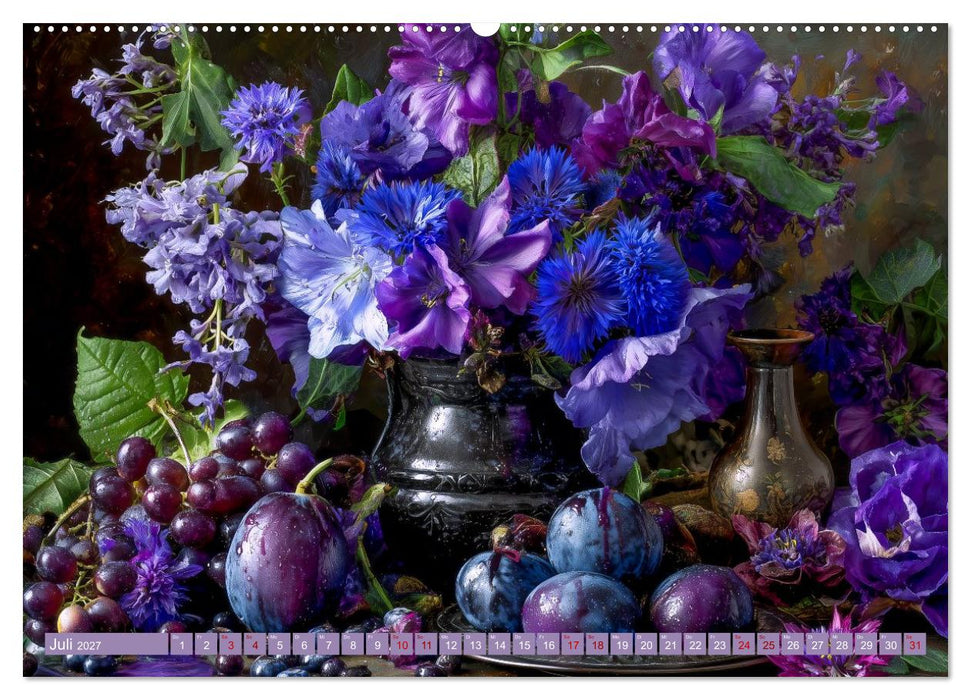 Bloom und Bite. KI mixt Blumen, Obst und Gemüse (CALVENDO Premium Wandkalender 2027)