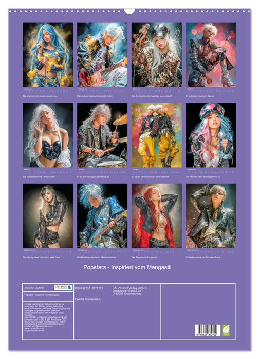 Popstars - Inspiriert vom Mangastil (CALVENDO Wandkalender 2027)