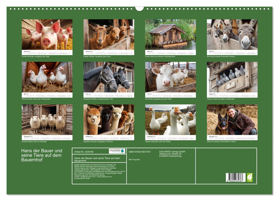 Hans der Bauer und seine Tiere auf dem Bauernhof (CALVENDO Wandkalender 2027)