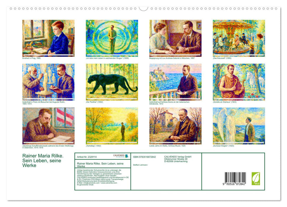 Rainer Maria Rilke. Sein Leben, seine Werke (CALVENDO Premium Wandkalender 2027)