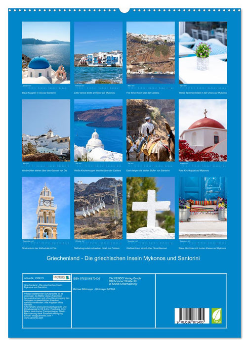 Griechenland - Die griechischen Inseln Mykonos und Santorini (CALVENDO Premium Wandkalender 2027)