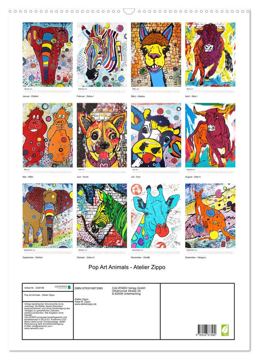 Pop Art Animals - Atelier Zippo (CALVENDO Wandkalender 2027)