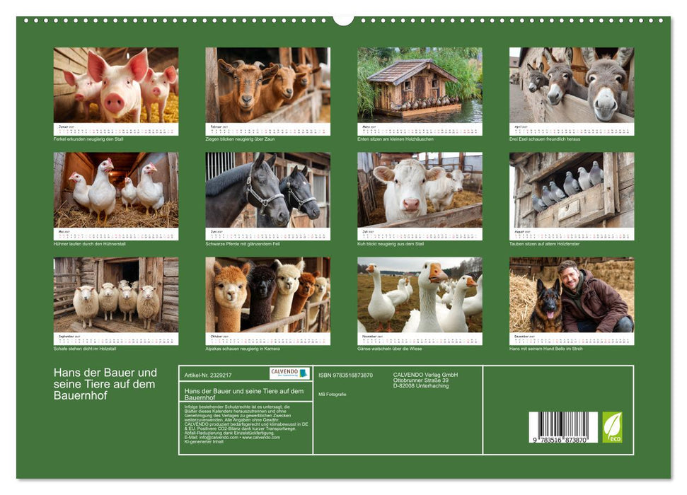 Hans der Bauer und seine Tiere auf dem Bauernhof (CALVENDO Premium Wandkalender 2027)