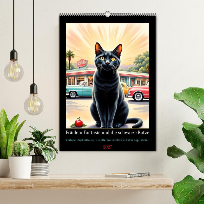 Fräulein Fantasie und die schwarze Katze (CALVENDO Wandkalender 2027)