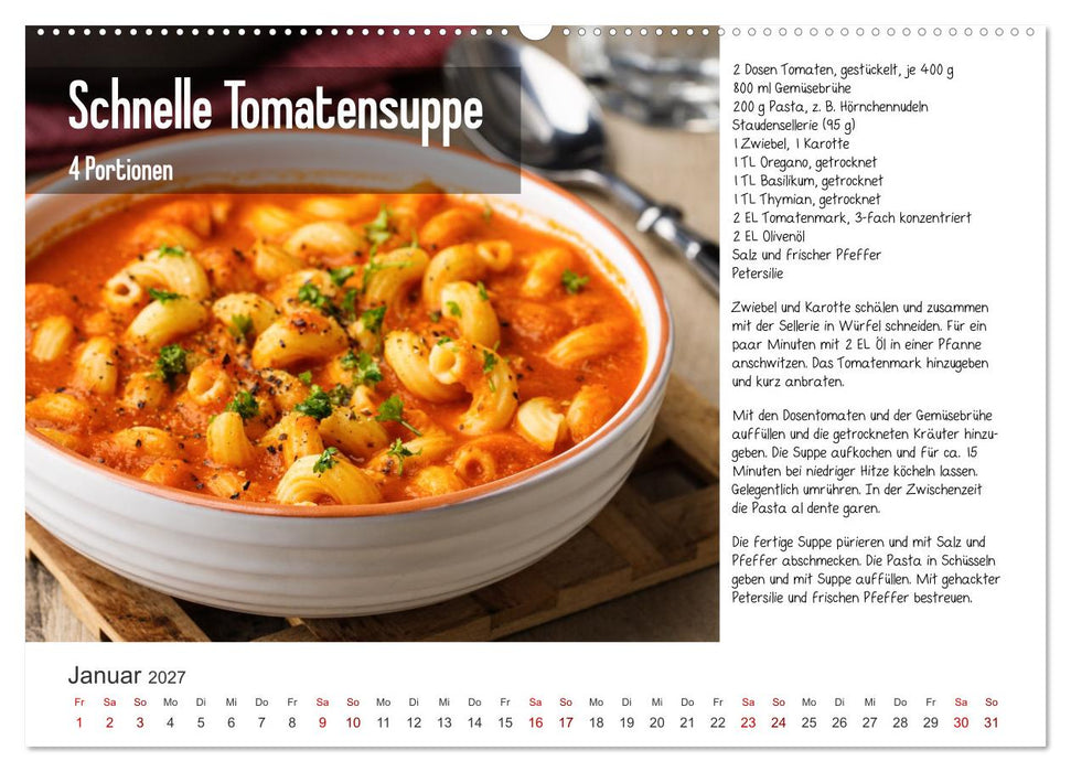 Fleischlos glücklich - 12 Foodfotos mit leckeren Rezepten (CALVENDO Wandkalender 2027)