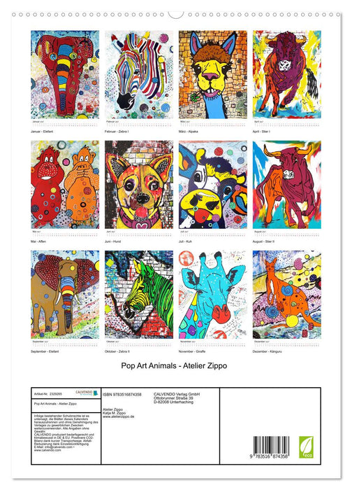 Pop Art Animals - Atelier Zippo (CALVENDO Premium Wandkalender 2027)